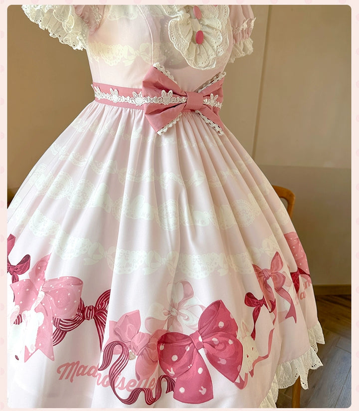 Mademoiselle Pearl~Bow Rabbit~IP Collab Sweet Lolita OP in Multiple Styles 43054:763912