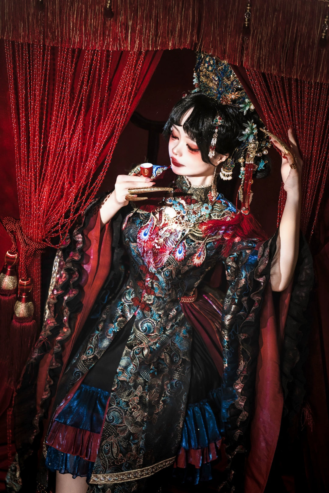 Your Highness~Zombie Bride~Chinese Style OP Dress Suit Gothic Lolita Horror Dress