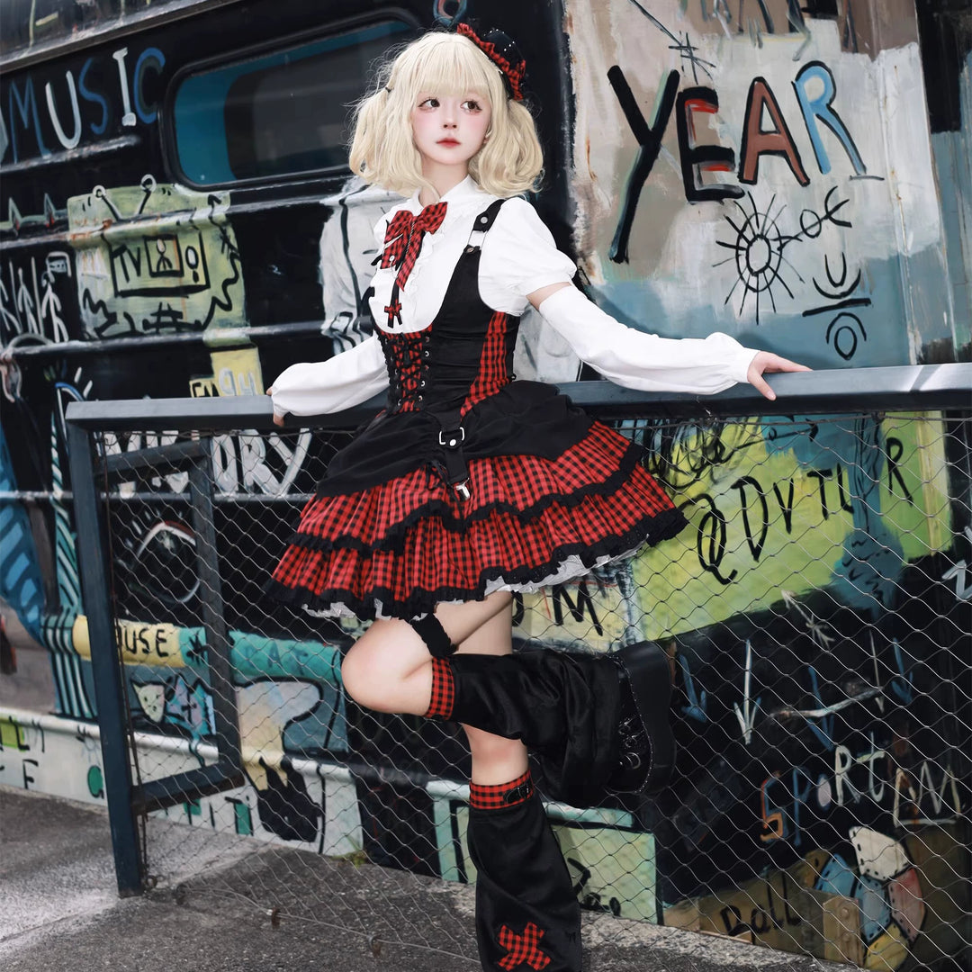 Xiaoxin~Rebel Sweetheart American College Sweet and Spicy Set Idol Lolita Dress   