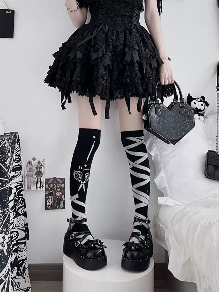 (BFM)Bondora~Devil Cross~Punk Lolita Shoes Cross High Platforms Shoes   