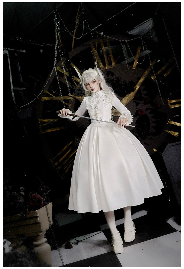 With PUJI~Enigmatic Night Poem~Halloween Gothic Lolita Fishbone Bustier Dress Embroidered Coat 39968:648068