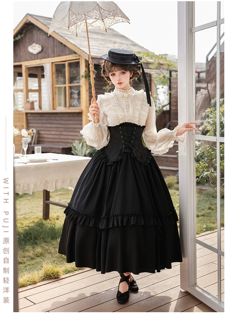Blake - Boning Gothic Lolita Mermaid Skirt, Lifted-hem SK