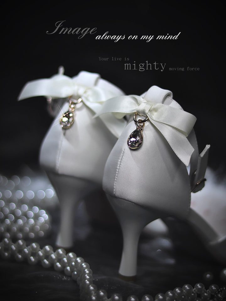 Pure Tea For Dream~Swan Lake~Sweet Lolita Shoes Satin Lolita Hight Heels