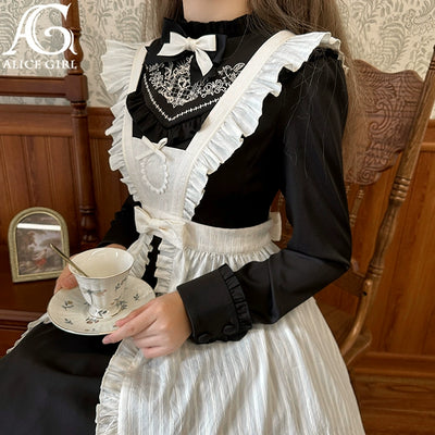 (BFM)Alice Girl~Black Lolita OP Dress Embroidered Winter Dress   