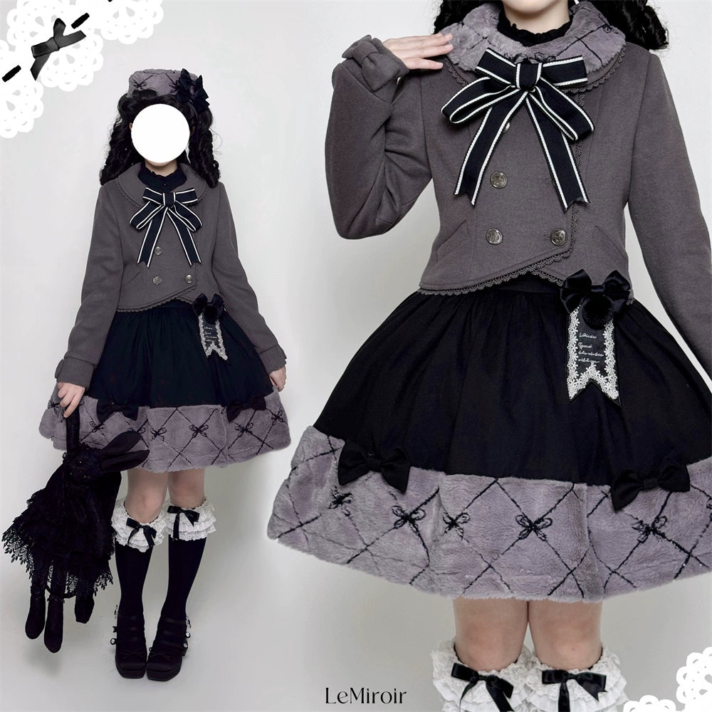 LeMiroir~Winter Solstice Coat~Sweet Lolita Woolen Coat Embroidery Skirt Short Outwear 40360:657082