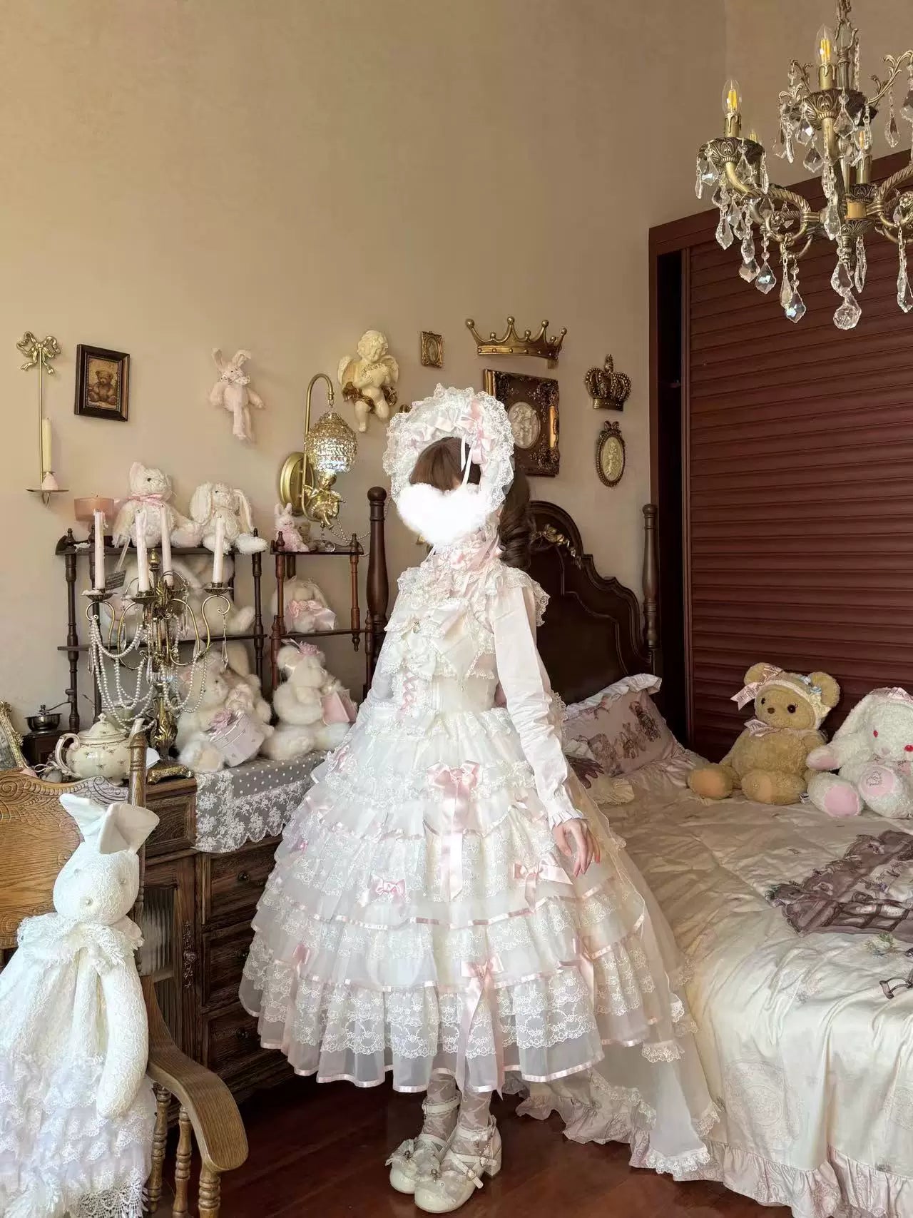 Sakura Snow Love Song - Wedding Sweet Lolita JSK Dress, Lace & Bows Details 44530:812453