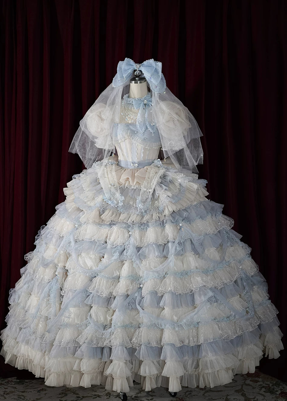 Moonlit Crystal Reverie - Wedding Sweet Lolita Top and Skirt Set, Fishbone Waist (L M S XL) 44831:829587