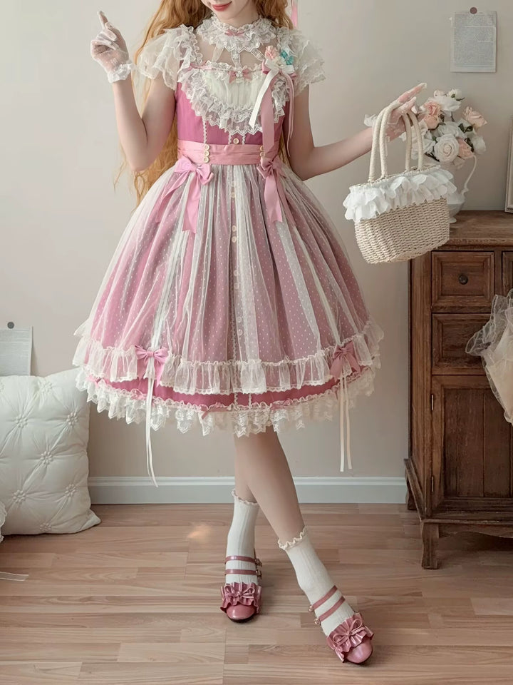 Uncle Wall Original - Fluttering Cherry Spring Strings - Cotton Sweet Lolita JSK Dress