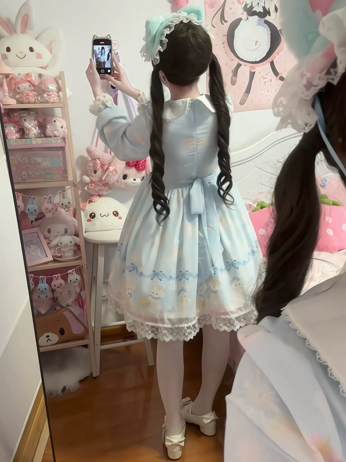 Strawberry Cake - Snow Bunny Symphony - Sweet Lolita OP Dress, Bunny & Snow Print