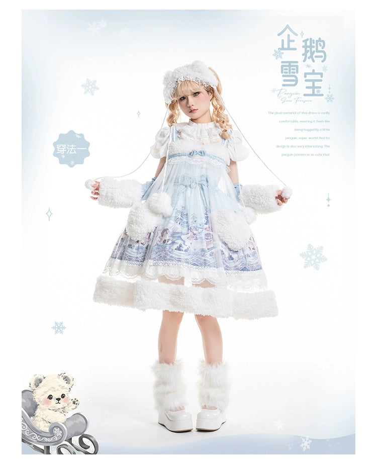 Spireme Cat~Penguin Snow Treasure~Kawaii Lolita JSK Penguin Printing Winter Dress   