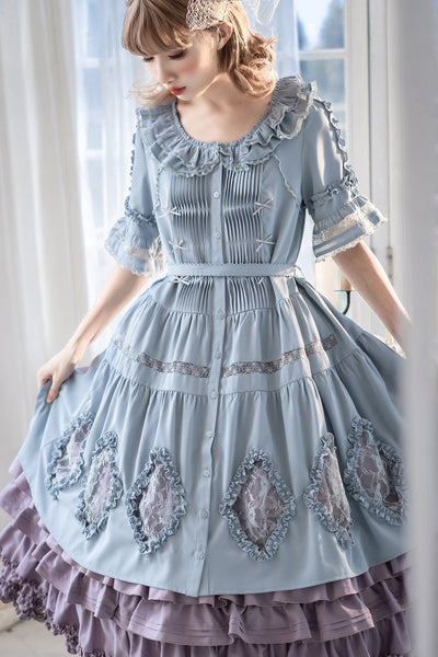 Little Dipper~Daily Lolita Hollowed-out Apron Dress Multicolors   