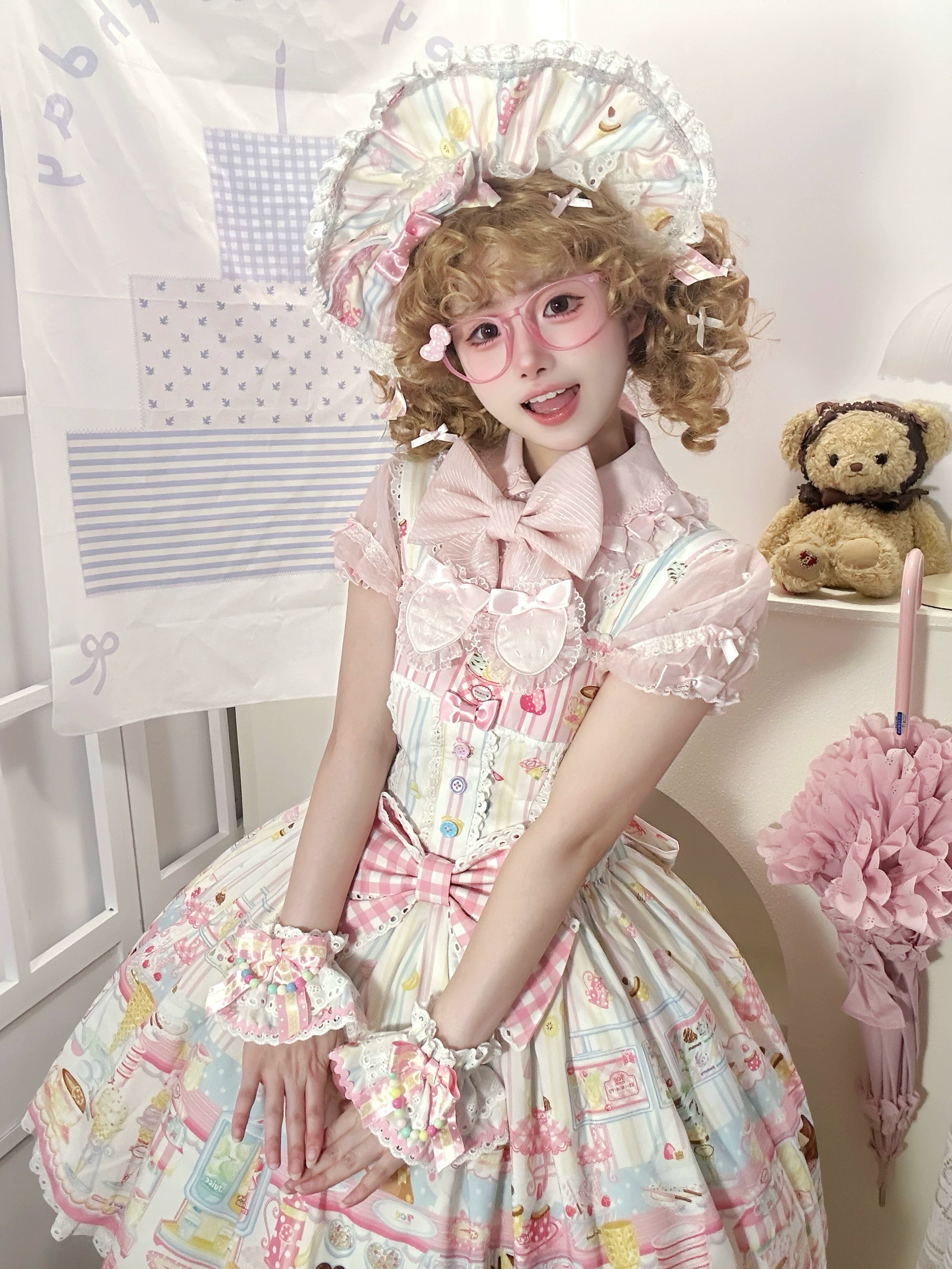 Summer Ice Cream Tale - Old School Lolita Ice Cream Printed OP & JSK Dress (2XL L M S XL / Pre-order) 45684:858650