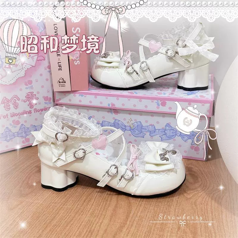 The Season of Booming Flowers - Showa Dreamland - Sweet Lolita Heels, Cute Claw-Shaped Heels (White / 34 35 36 37 38 39 40) 43739:784454
