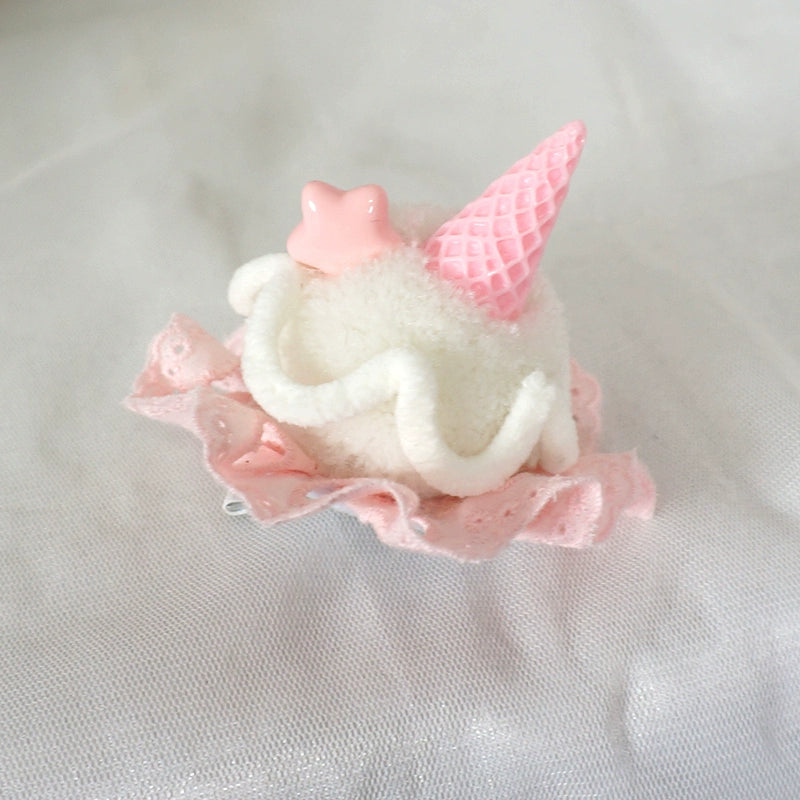 MaoJiang Handmade~Sweet Lolita Headdress Ice Cream Cone Hair Clip Pink - Star Ice Cream