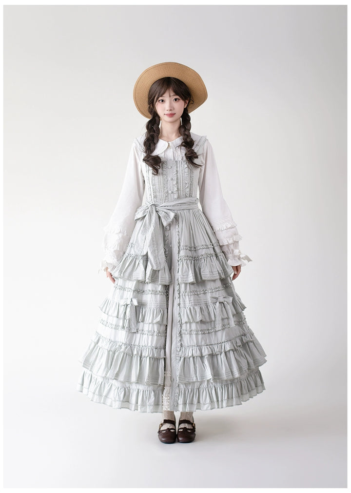 Mumu~Little Lilac~Country Lolita Cotton Jumper Dress Open-Front Lolita Dress 40612:668980