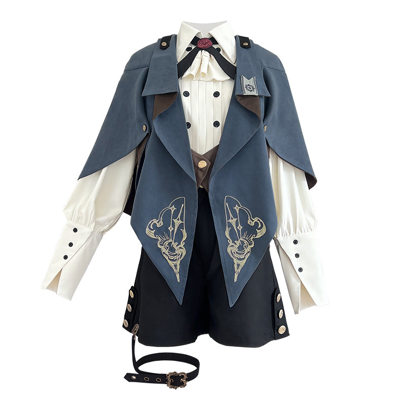 Designer's Gift - Narrative Poem - Ouji Lolita Shorts Suit with Shirt Cape and Vest Full Set (shirt+cape+vest+shorts) S