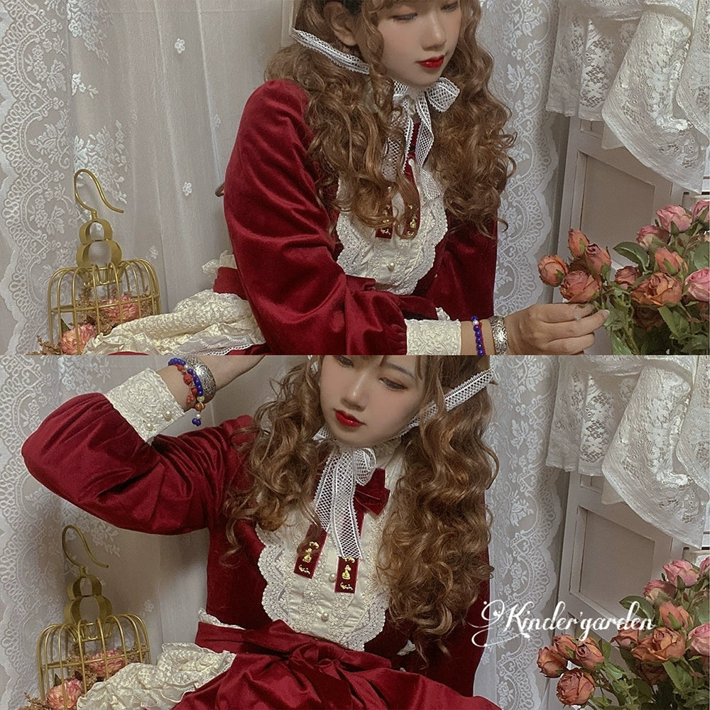 (BFM)Miss Point~Customized Lolita Dress Vintage Elegant Velvet OP Dress 32520:391740