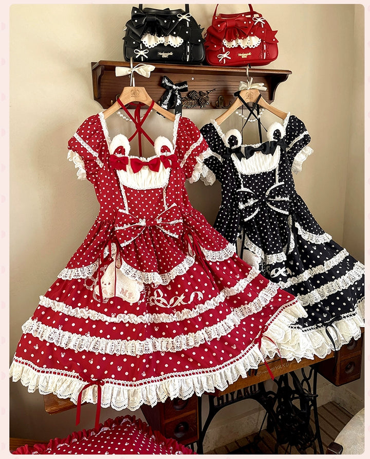 Mademoiselle Pearl~Bow Rabbit~IP Collab Sweet Lolita OP in Multiple Styles 43054:763731