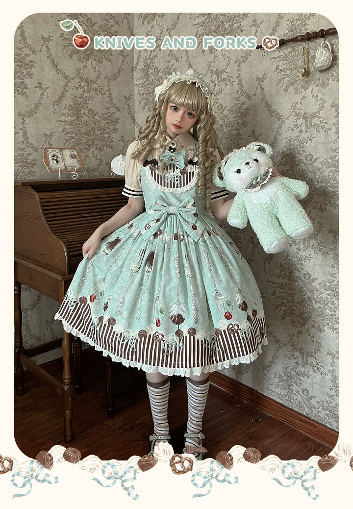 Sweet Dream Sheep~Sweet Dessert~Green Lolita Jumper Dress Lolita Headwear