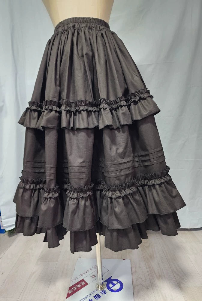 WangYan&Summer - Cotton Lolita Petticoat Ruffled Hem Customized Skirt Total length 60 cm / 23.6 inches Black
