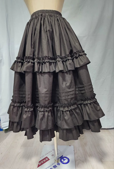 WangYan&Summer~Cotton Lolita Petticoat Ruffled Hem Customized Skirt Total length 60 cm / 23.6 inches Black 