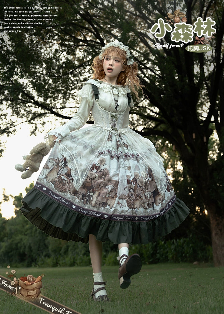 Spireme Cat~Small Forest~Classic Lolita JSK Dress Chest Support Printing Dress   