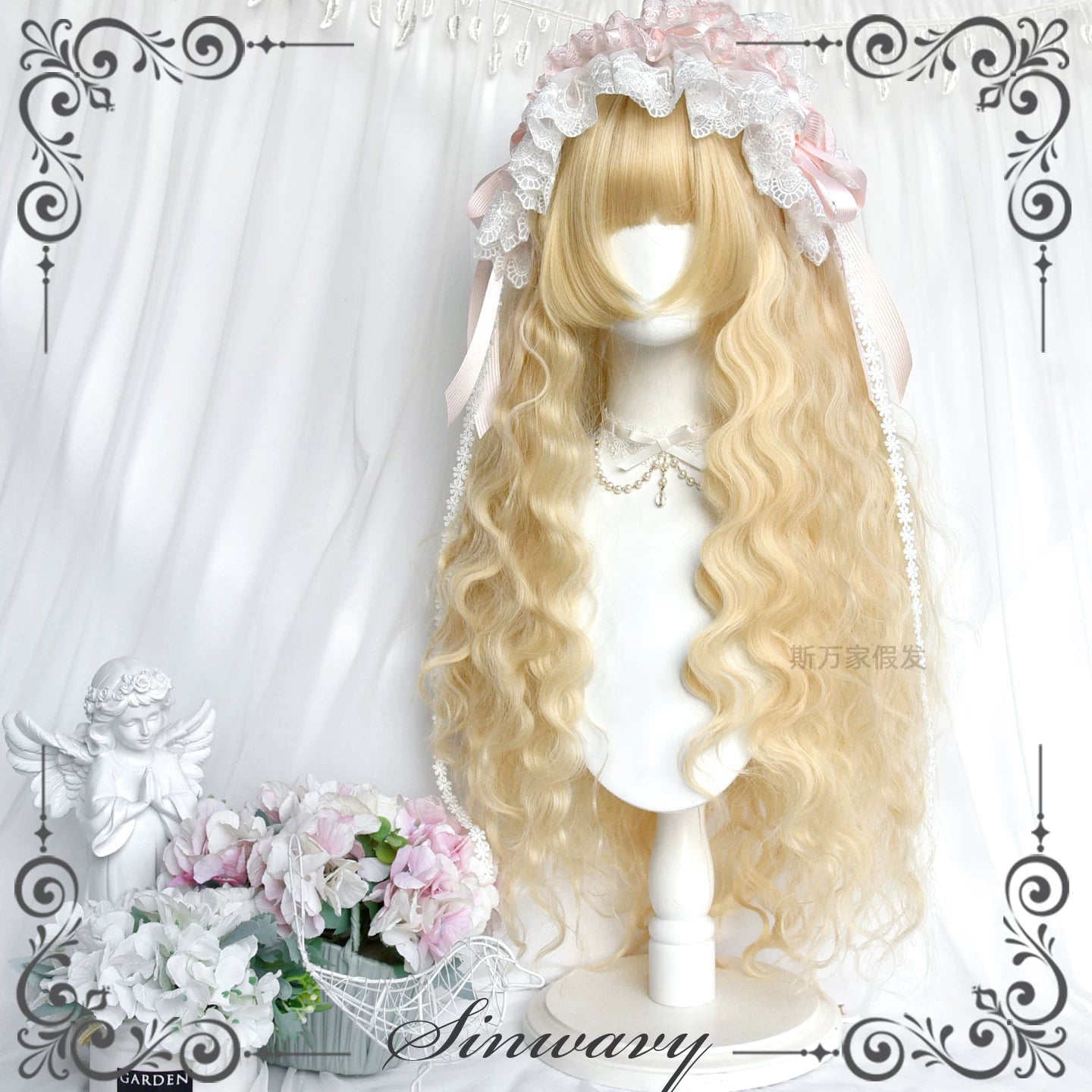 Doll-like Lolita Long Curly Wig, Comic Sideburns