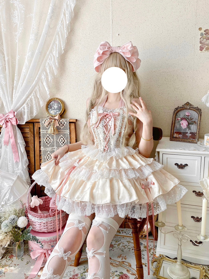 Qianmu~Endless Summer~Sweet Lolita Skirt Set with Ballet-Styled Bodice 42404:739176