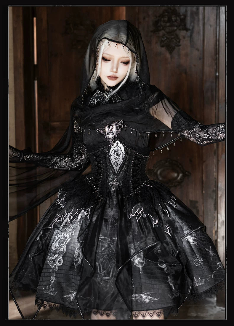 Bone Dragon - Gothic Lolita Corset JSK Dress Set with Embroidery 45654:856792