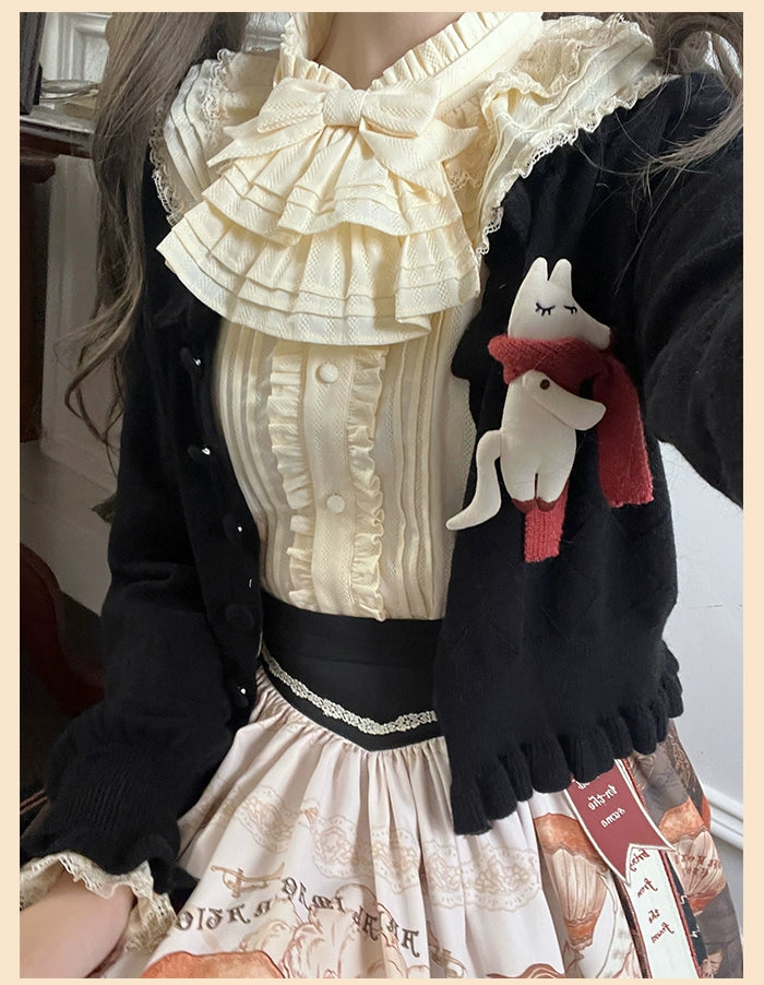 Alice Girl~Fox Band~Sweet Lolita Shirt with Bow Jabot