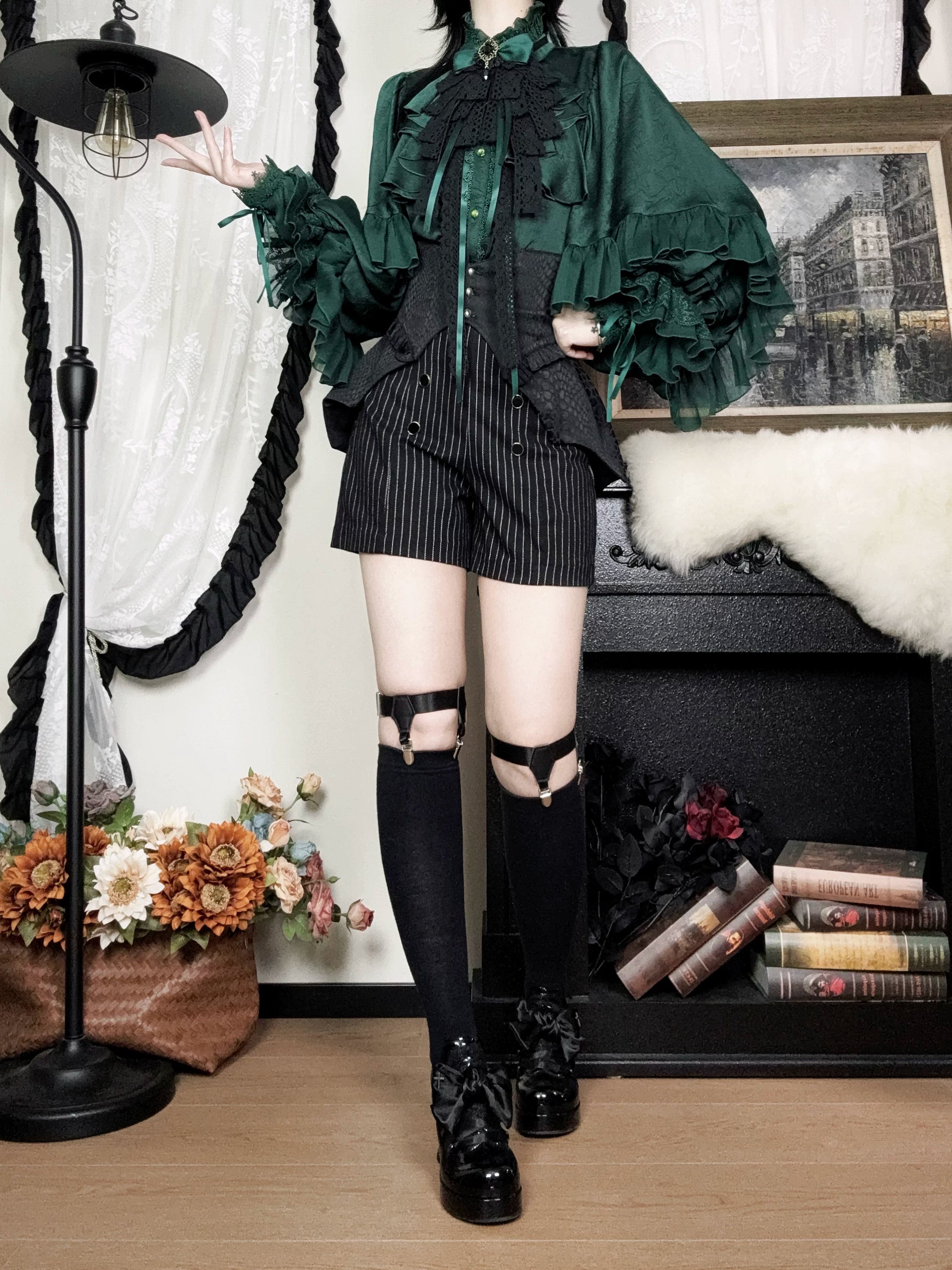 Blue Moon Bone Erosion - Gothic Lolita Waist Cincher, Bat Wing Hem 44453:809537