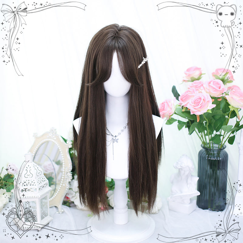 Dalao Home~Ballet~Sweet Long Straight Black Brown Wig cold brown  