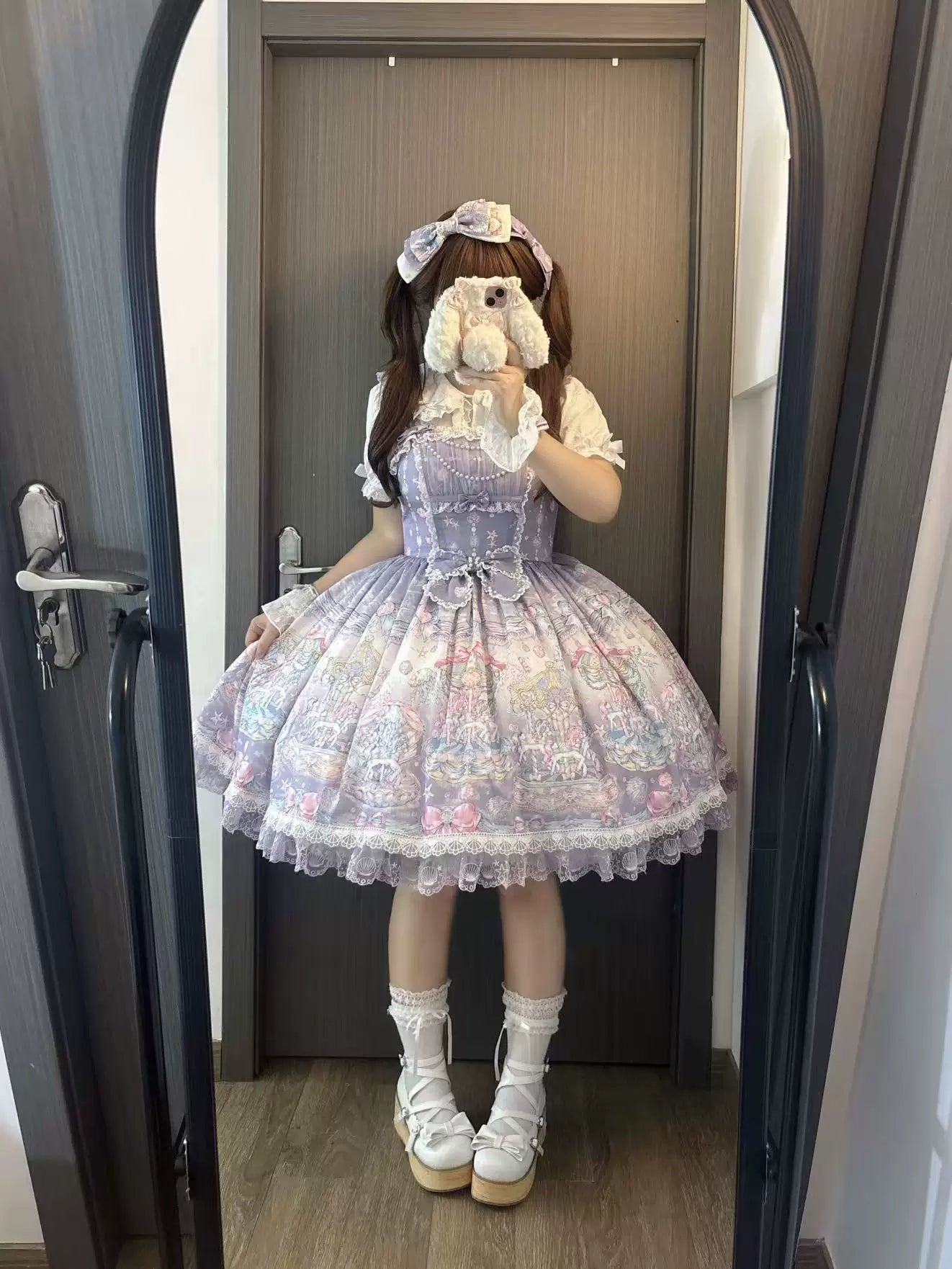 Glimmering Carousel - Sweet Lolita OP & JSK Dress Set, Ocean Carousel Print 45827:863897