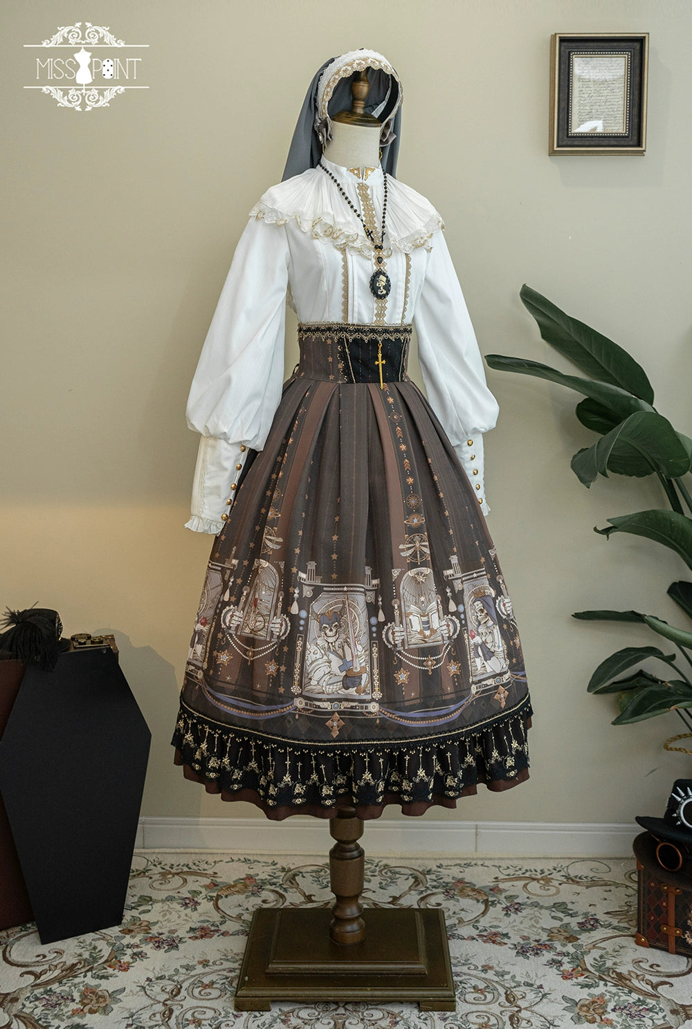 Miss Point - Demon Hunting Notes - Fishbone Gothic Lolita Skirt 33614:433768