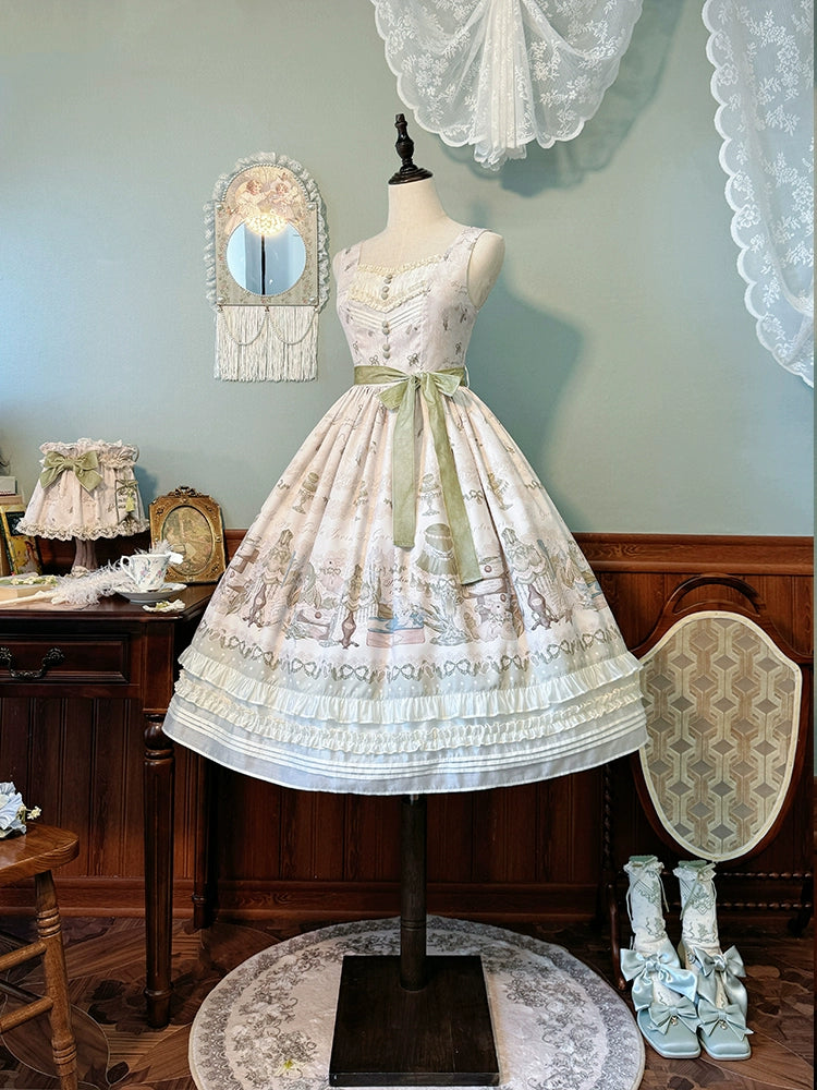 Alice Girl~Iris Study Room~Classic Lolita JSK Elegant Lolita Dress With V-neck   