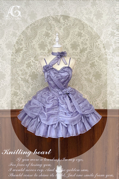 Alice Girl~Knitting Heart~Lolita Jumper Dress Luxury Ballet Full dress XS purple 