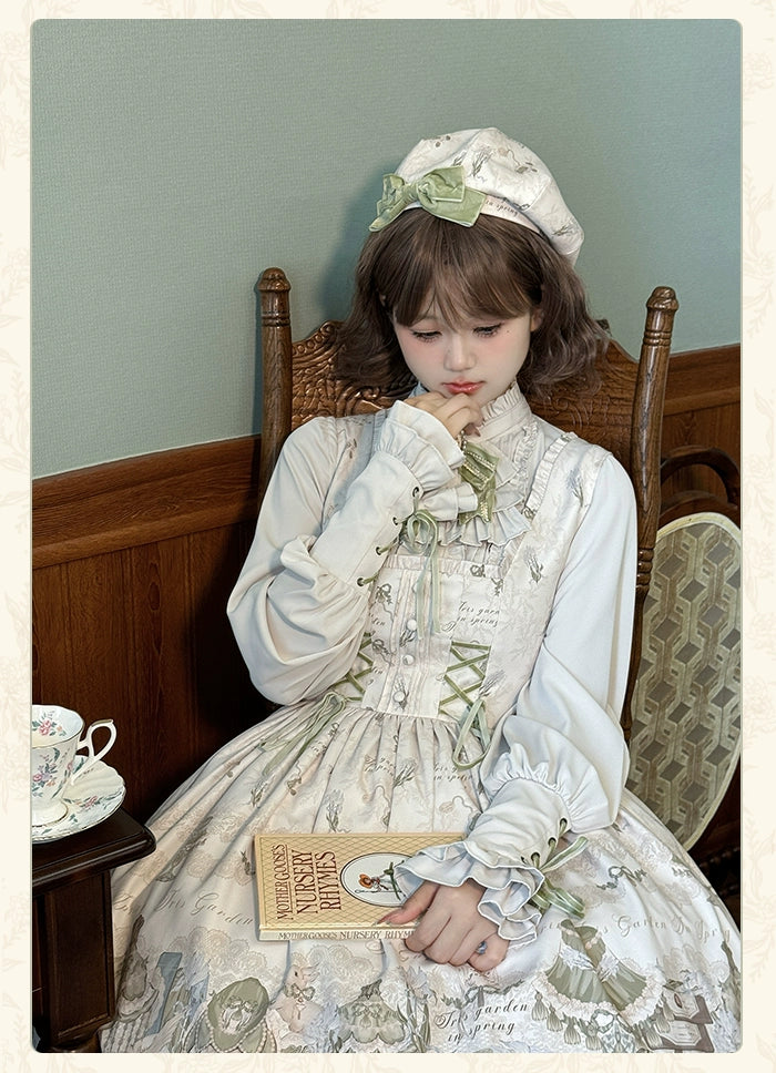 Alice Girl~Iris Study Room~Elegant Lolita JSK Classic Lolita Dress With Square Neck   