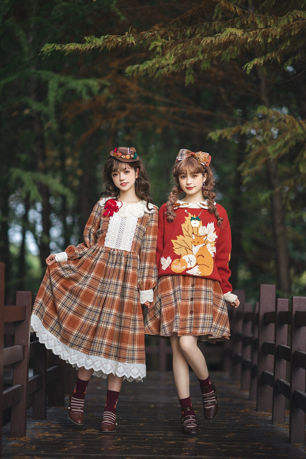 (BFM)Miss Point~Fat Fox in the Forest~Customized Lolita OP Dress Plaid Loose Daily Dress 37590:562810