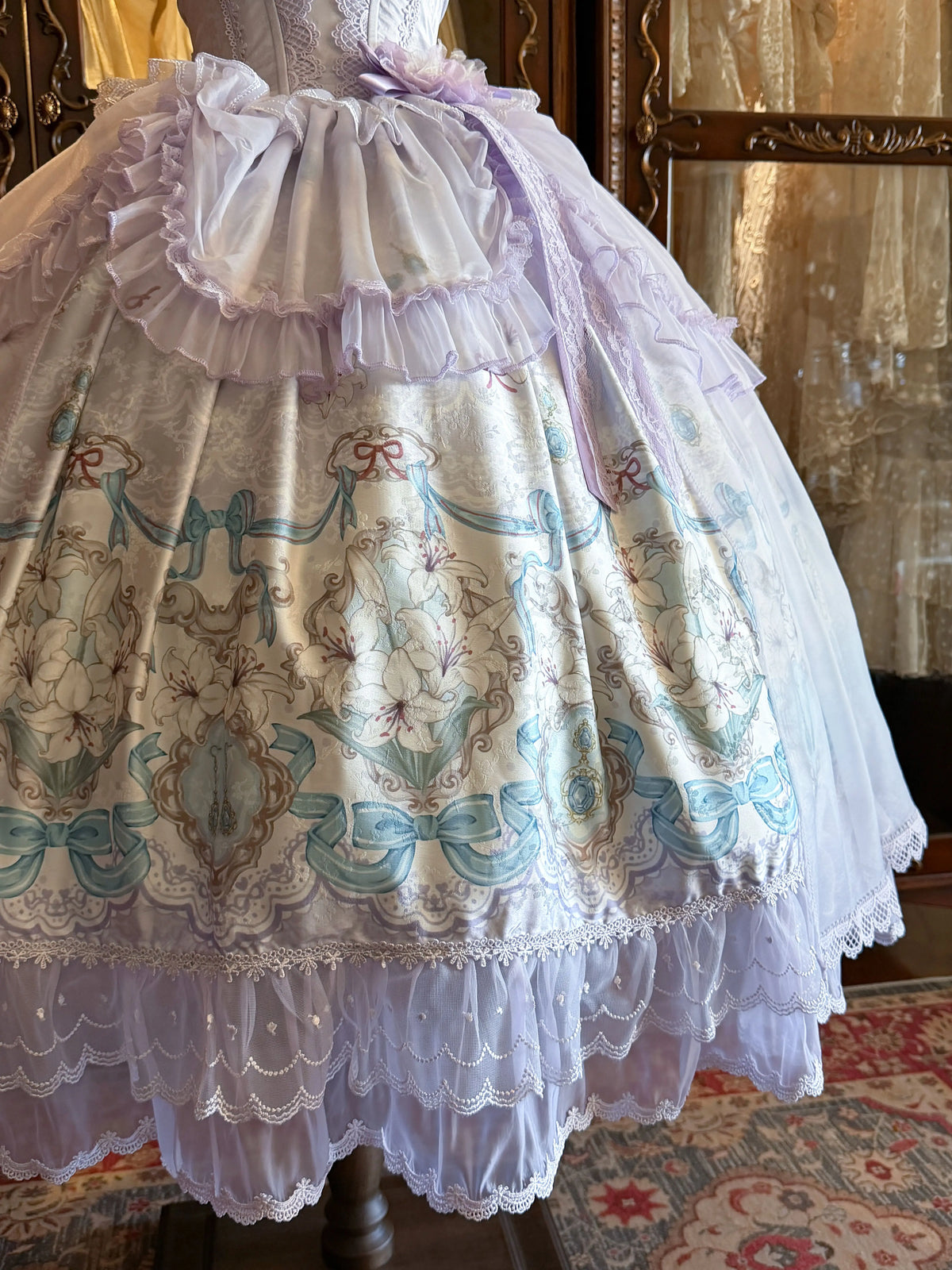 Lily Narrative - Classic Lolita JSK Dress Set, Lily Floral Print 46095:874866