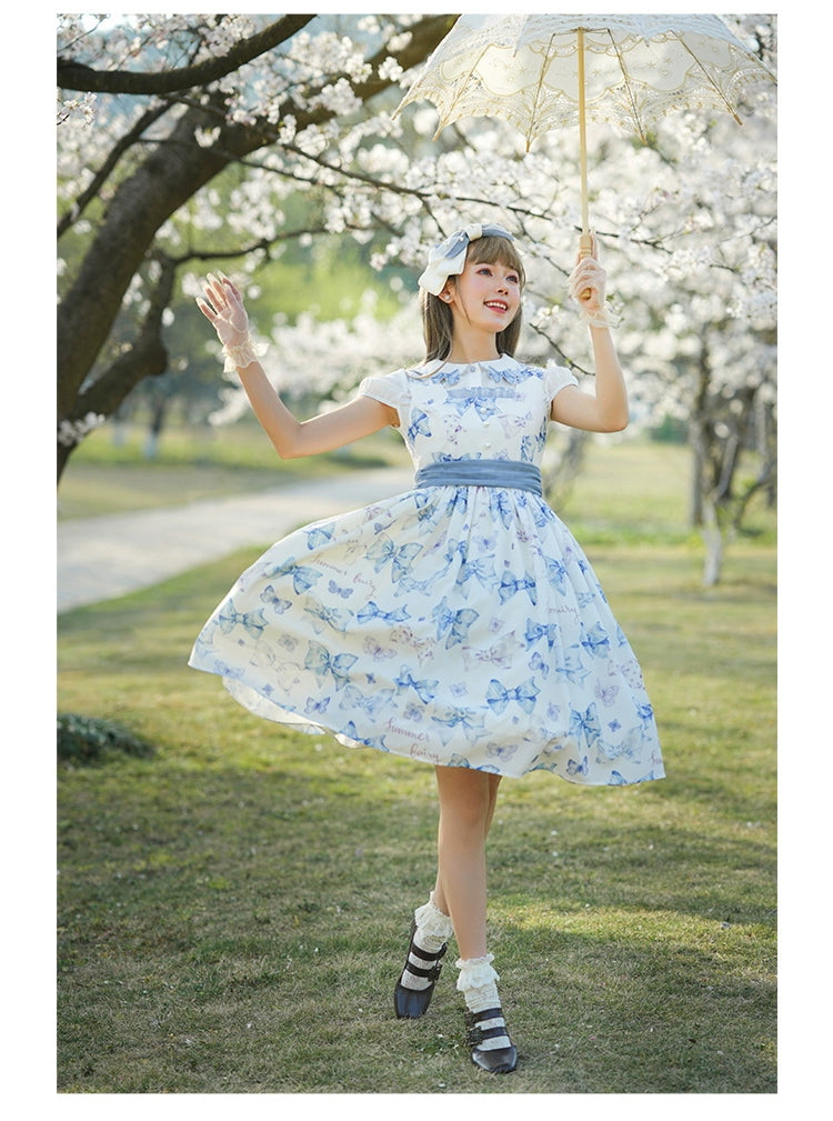 Summer Fairy~Eternal Garden~Sweet Lolita Dress Suit Elegant Open-Shoulder OP and JSK