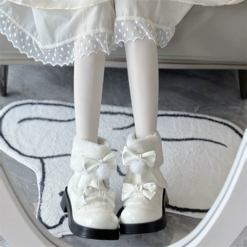 Jiangjiang Biscuit - Kawaii Lolita Winter Boots, Bow-Adorned 44180:797801