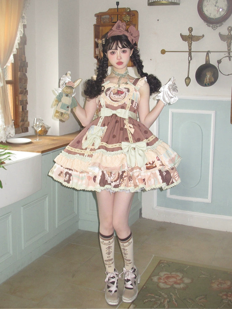 Mewroco~Cream Sugar~Sweet Lolita Flounce Hemline JSK   