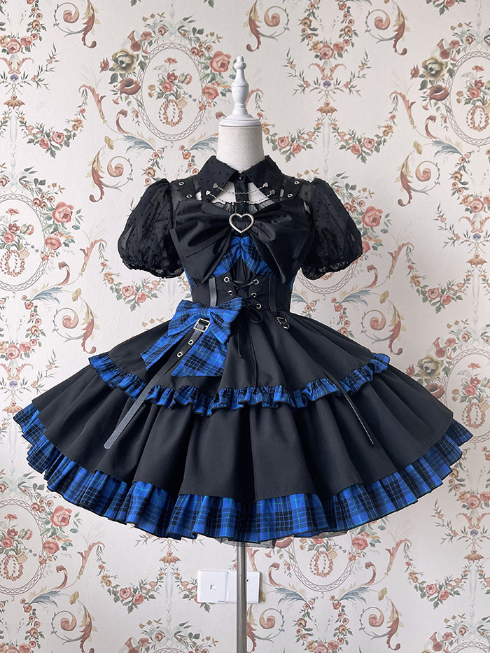 (Buyforme)Alice Girl~Gothic Lolita Blouse Short Sleeve Black Shirt   