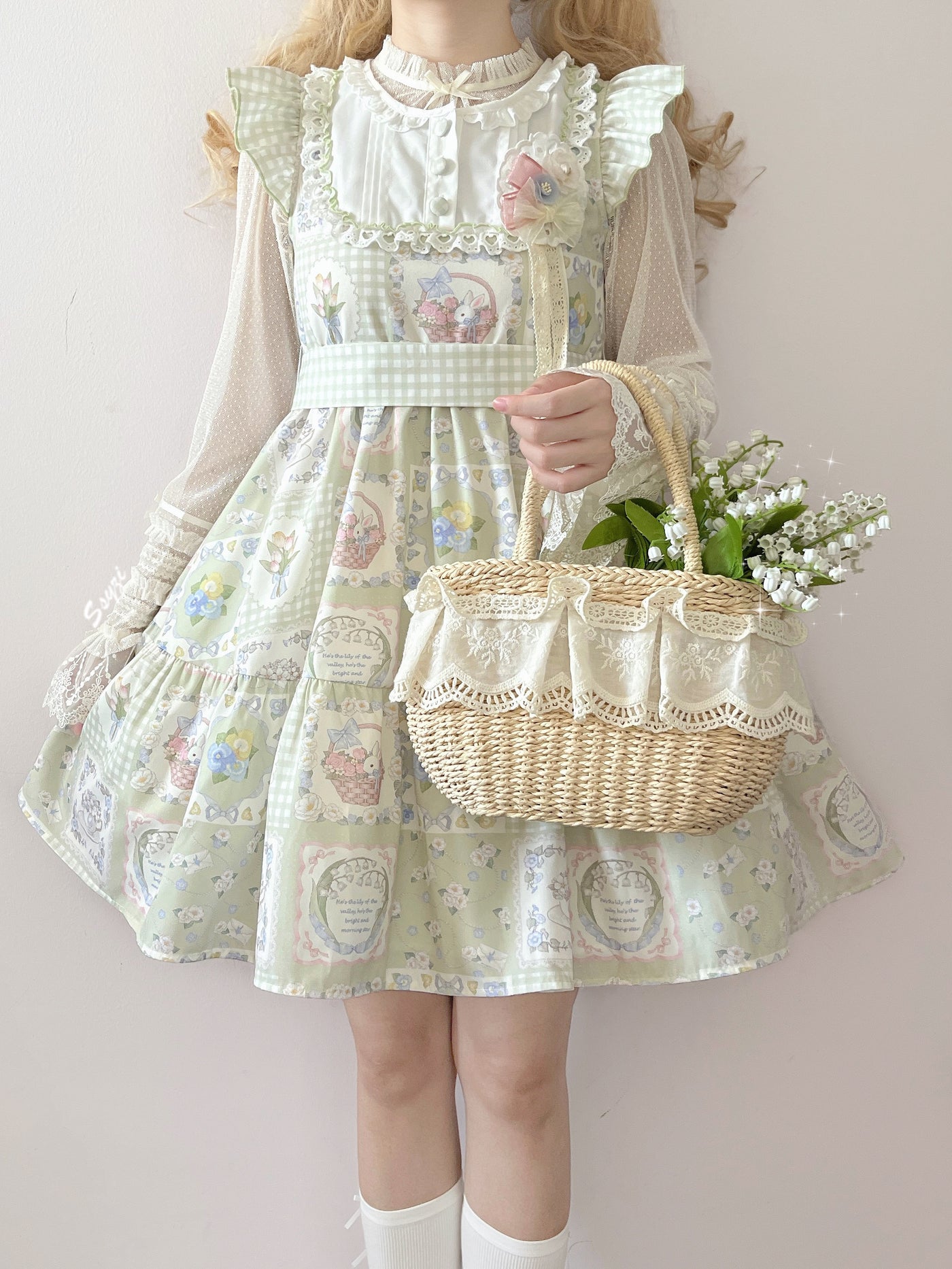 MeowMeow~Spring Story~Country Lolita Plaid OP and JSK Multicolors   