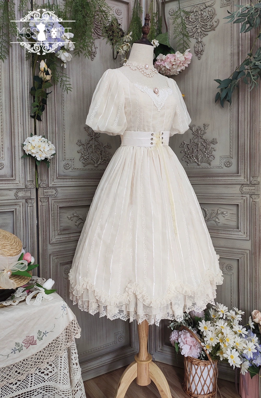 Miss Point~Tulip~Classic Lolita OP Dress Short Sleeve Dress Multicolors 19622:405396