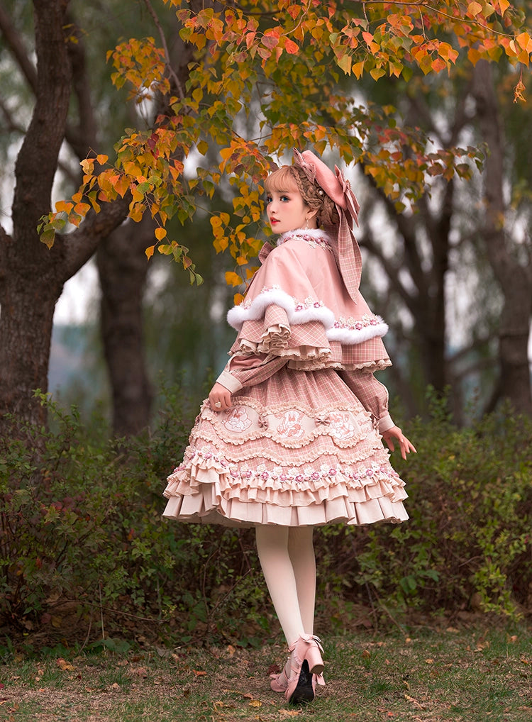 Youpairui~Helford~Sweet Coordinated Lolita Suit Pink Plaid Lolita SK Set   