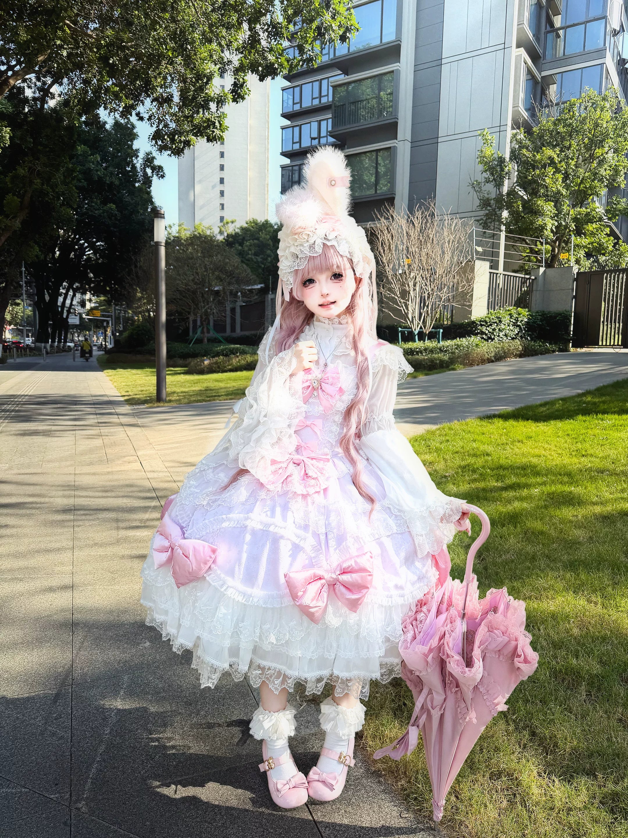 Floral Dream Isle - Sweet Lolita Doll-like JSK Dress, Bows & Lace 44705:821074