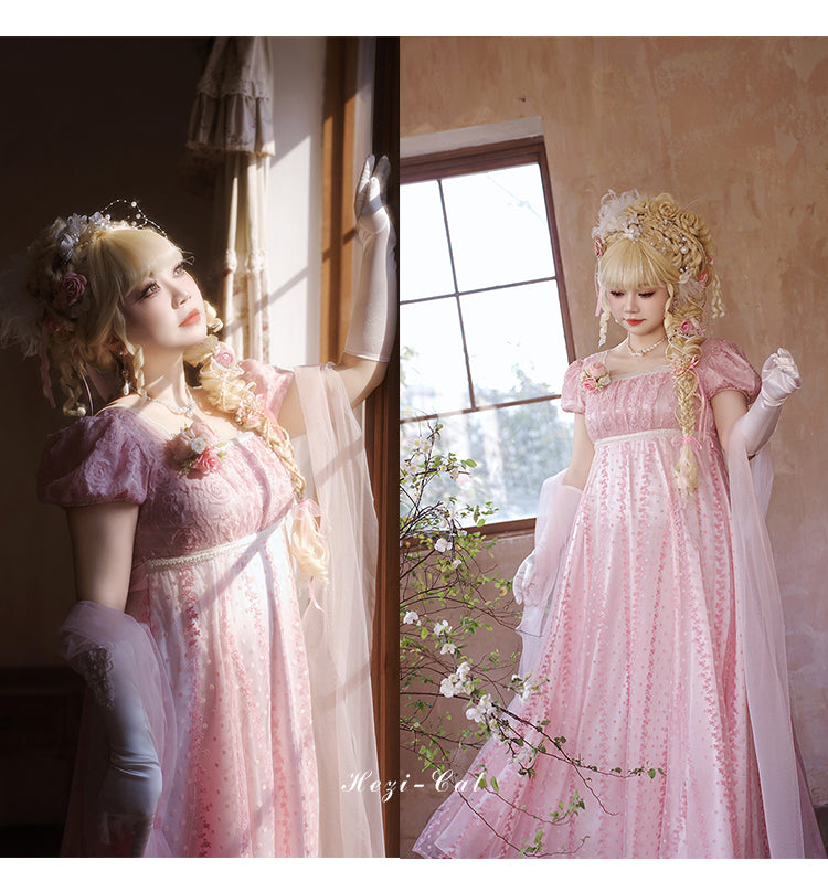 Hezi's Cat Haven~Mist Rose~Plus Size Lolita Empire Waist OP Dress 42268:734358