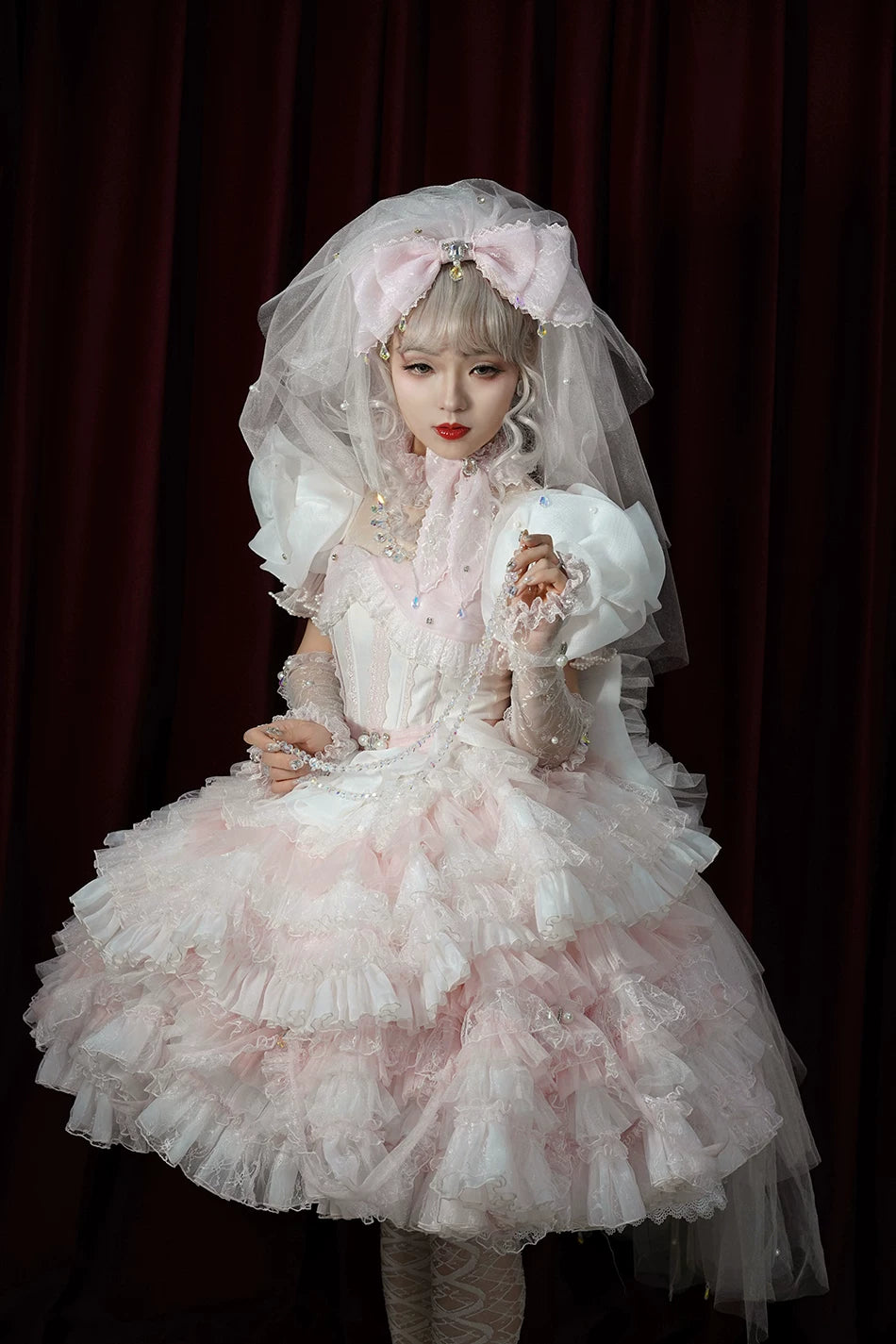 Sweet Lolita Accessories, Bow & Crystal Decor for Tea Party