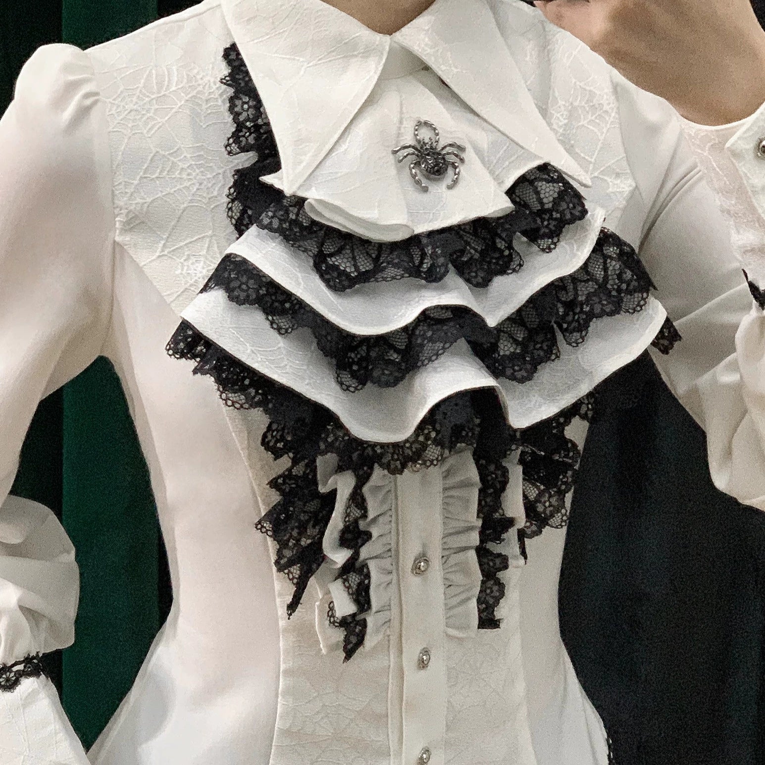 Little Dipper - Cold Rice - Ouji Lolita Jabot with Metal Spider Pendant 42877:756375